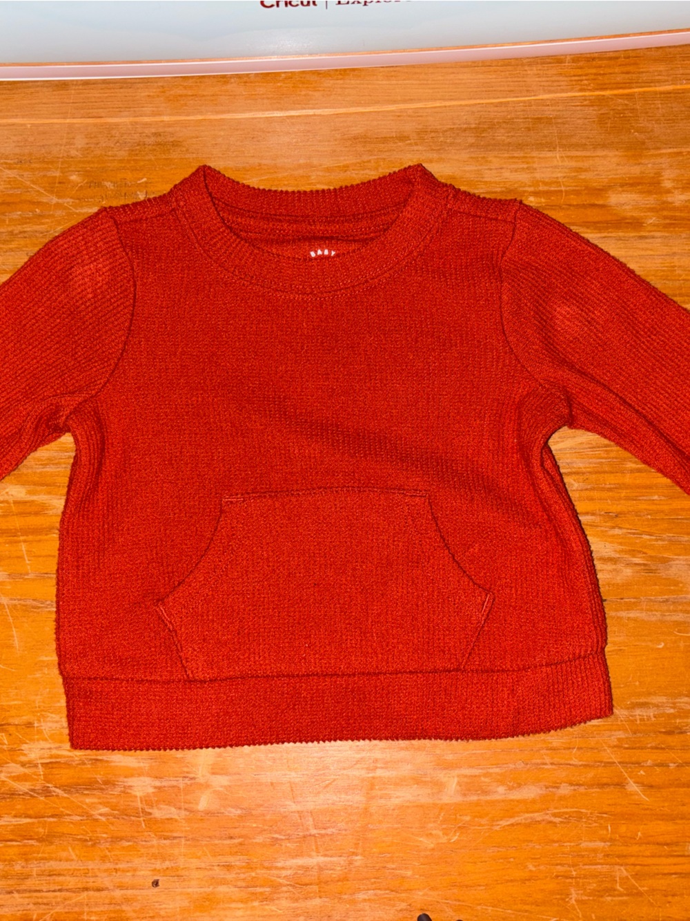 Red Kid’s Knit Pullover Sweater with Front Pocket